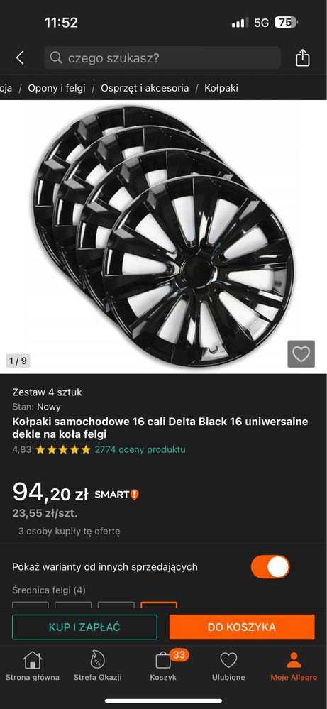 Kolpaki 16” nowe