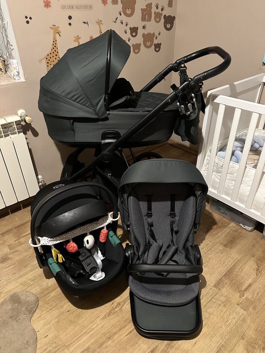 Wózek Roan Ivi 2.0 2w1 + fotelik Cybex Aton B2 + dodatki