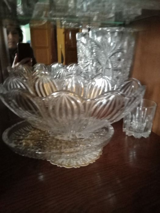 Кувшин со стаканами, ,хрусталь Тарелки Мейсеновский букет