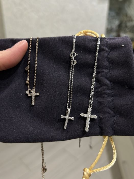 Підвіска хрестик tiffany срібло з цирконами розсип