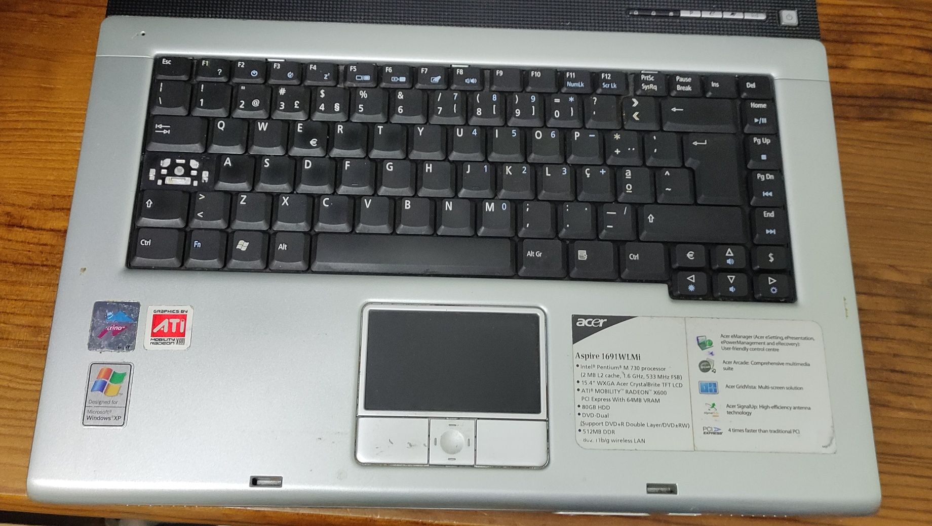 Acer Aspire 1691 WLMI para peças