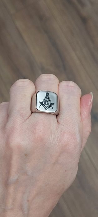 Srebrny Sygnet męski z literą G Stal nierdzewna