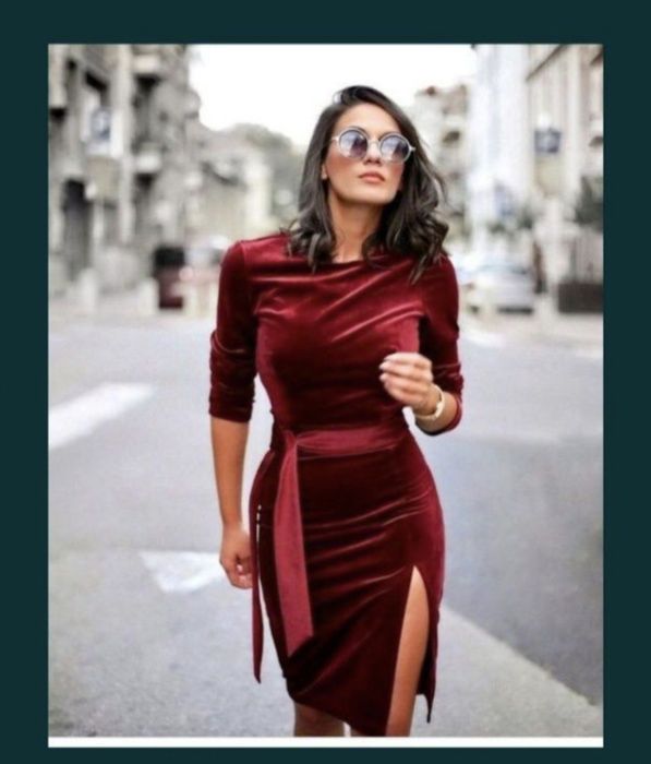 Красное бархатное платье с разрезом Нюдовое котельное Вечернее Платье