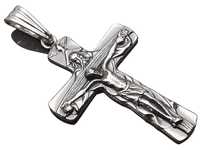 Srebrny duży krzyżyk z JEZUSEM 925 pięknie zdobiony