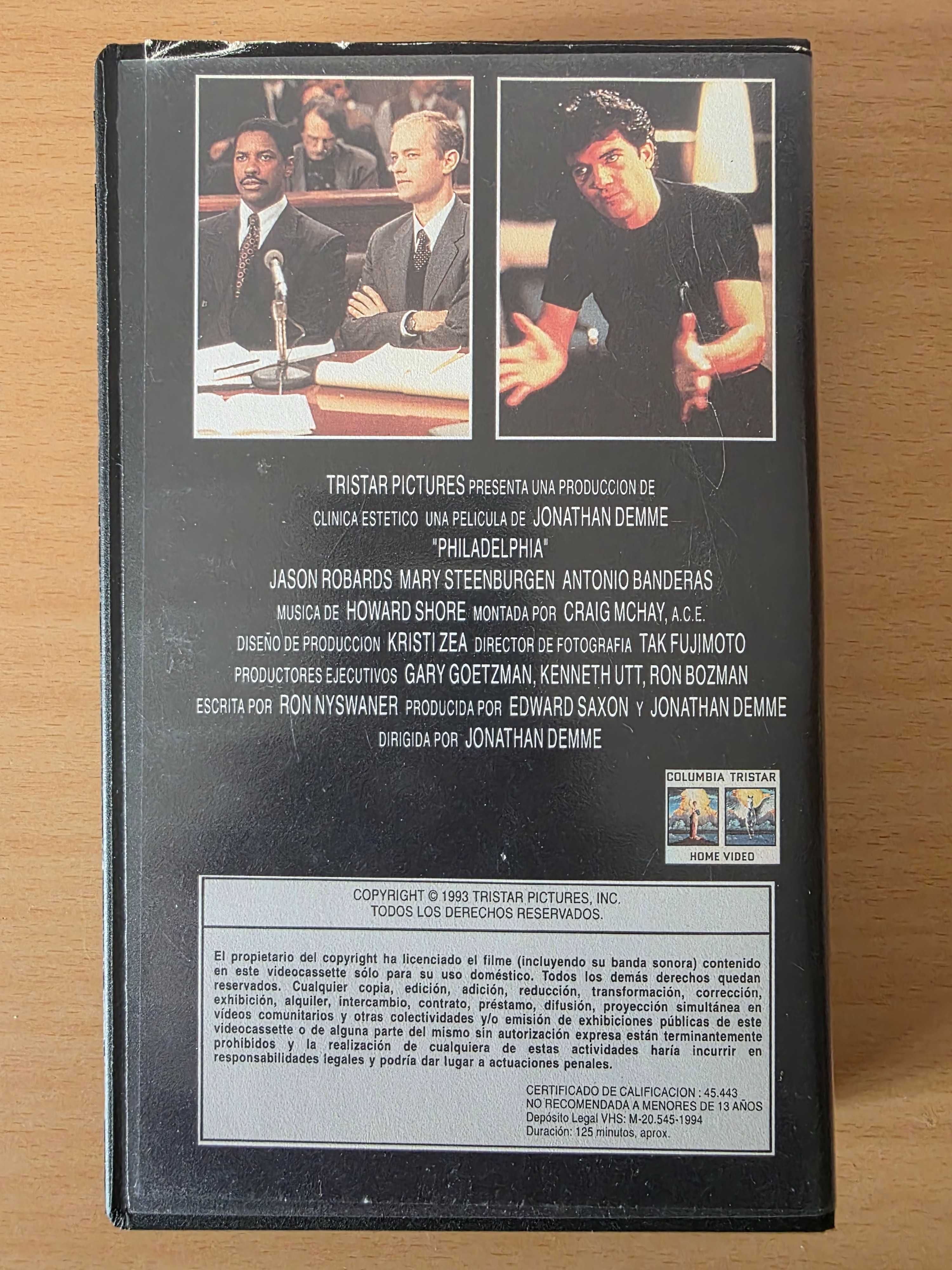Pelicula en VHS "Philadelphia" con Tom Hanks y Denzel Washington