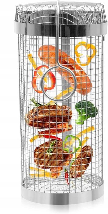 Grillowanie -duży koszyk, stal nierdzewna, grill ruszt okrągły bbq