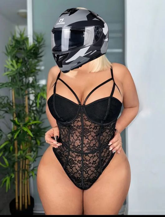 Kombinezon z Koronką dla Kobiet Plus Size - Czarne Body 2XL