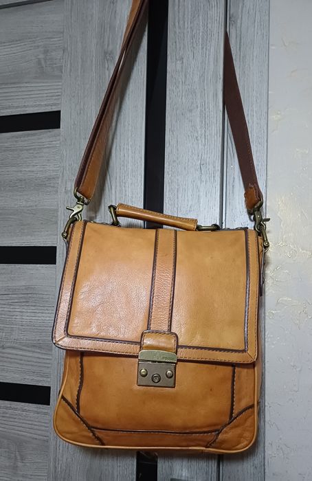 Большая мужская сумка Fossil натуральная кожа