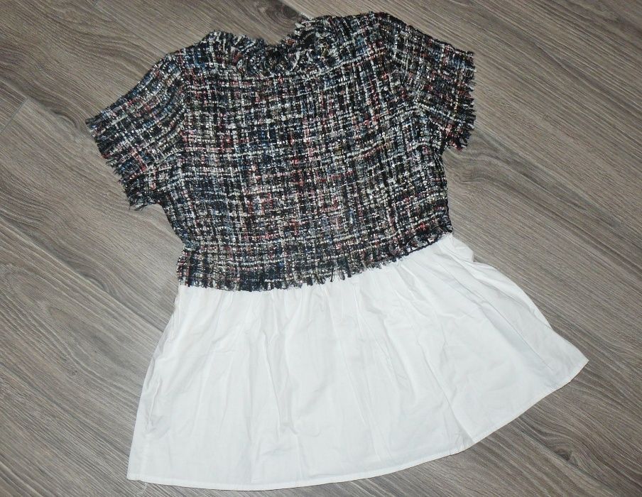 Śliczna elegancka bluzka z koszulą S/M chanelka frędzle boucle zara