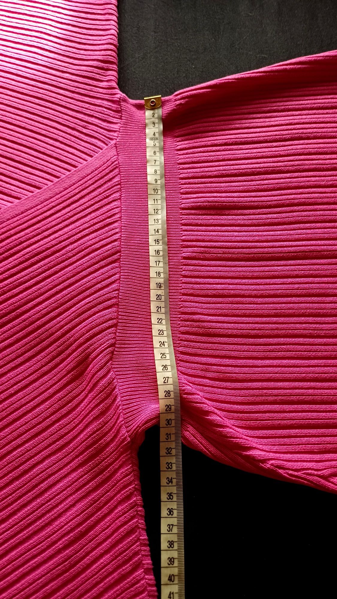 Różowa prążkowana oversize sukienka S