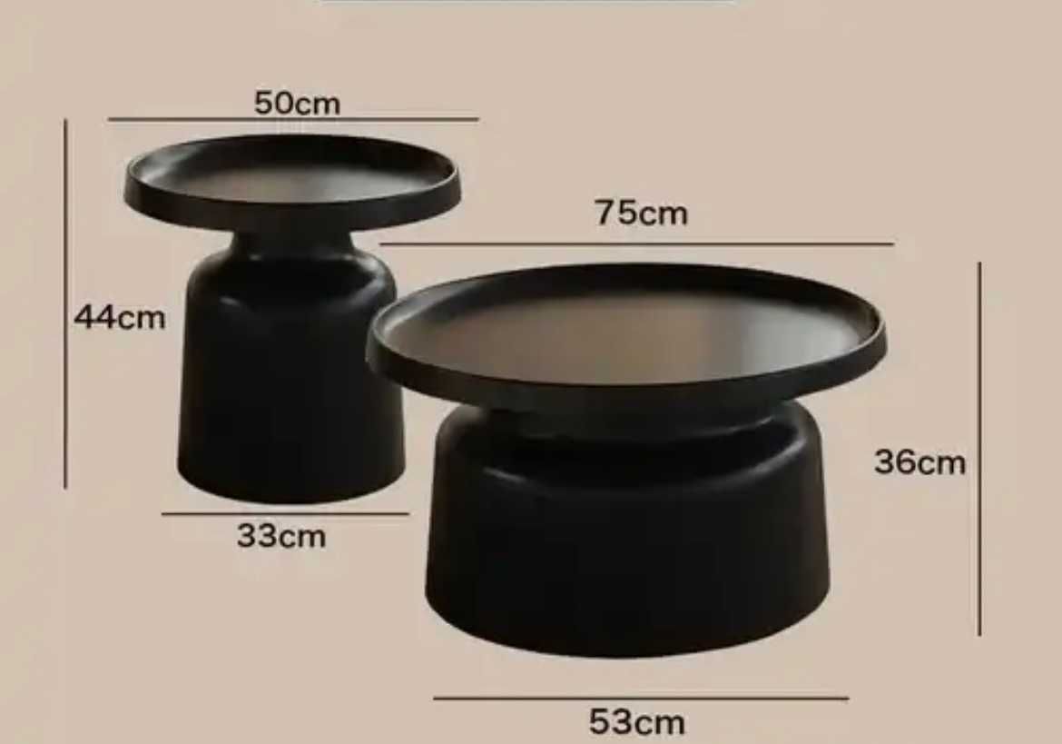 Zestaw 2 stolików kawowych czarnych ze stali nierdzewnej new design