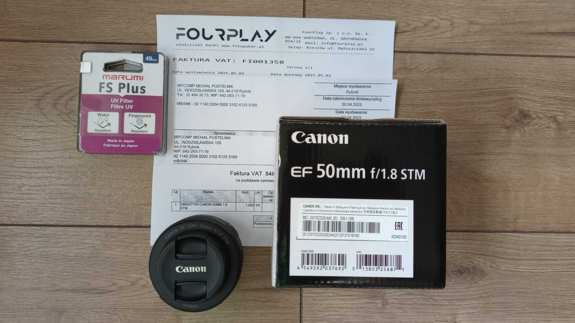 NOWY Canon EF 50mm 1:1.8 STM + filtr UV Marumi - GWARANCJA 04.2027
