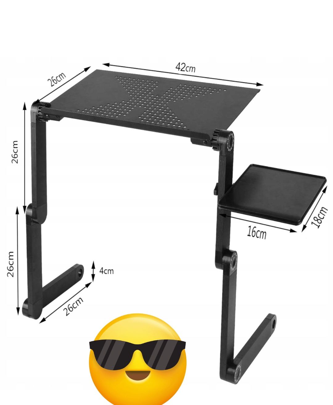 Stolik do laptopa gamingowy z podstawką na mysz aluminiowy
