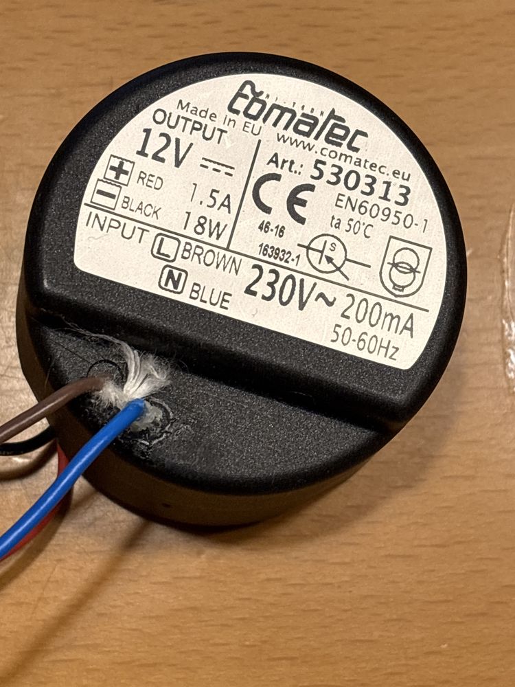 Transformator podtynkowy Comatec 230/12V 18W ~200mA