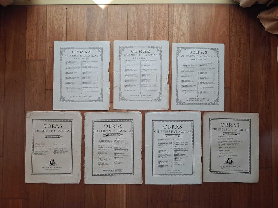 Conjunto 7 Partituras para Piano Antigas - Música Clássica Célebre