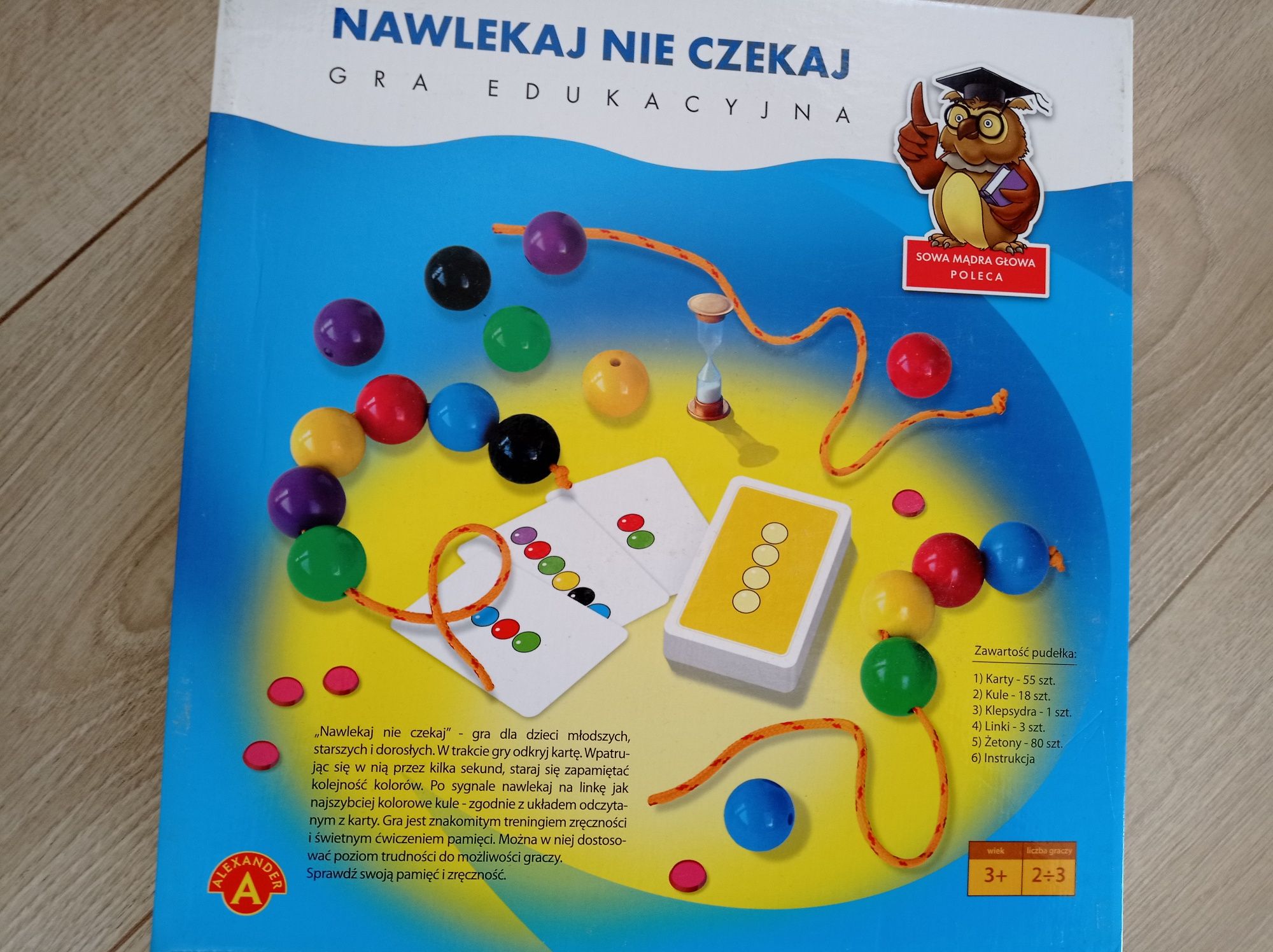 Gra edukacyjna Alexander nawlekaj nie czekaj motoryka mądra sowa