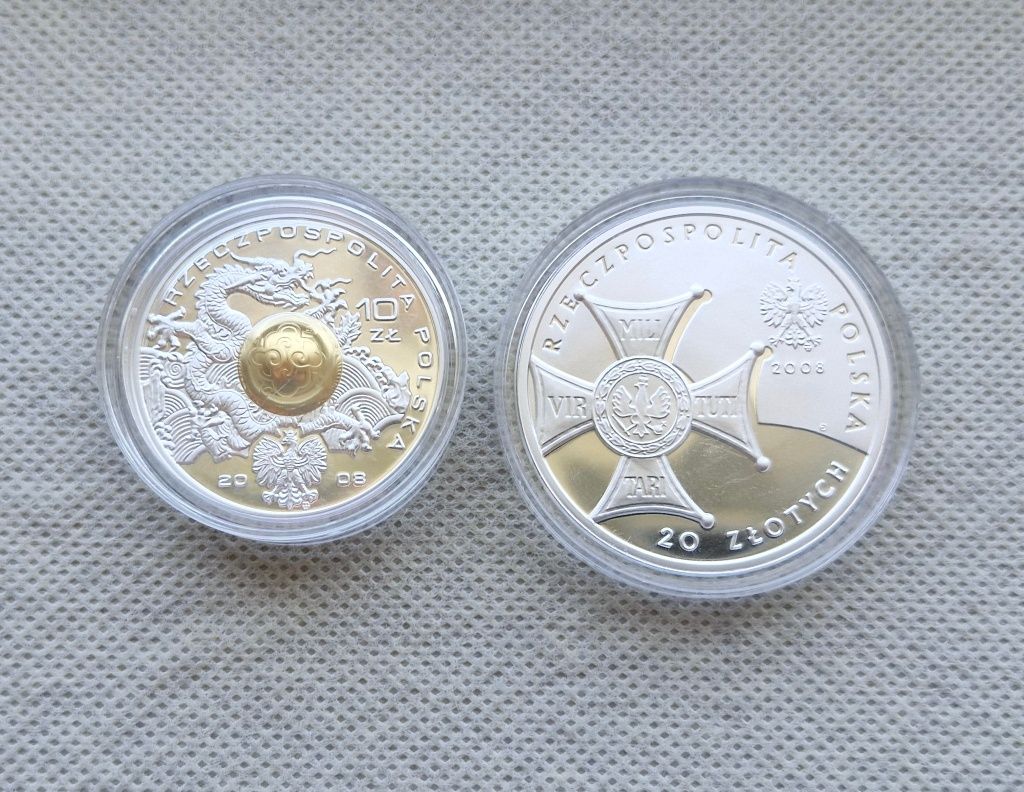 20 zł Niepodległość, 10 zł Pekin - 2 srebrne monety kolekcjonerskie