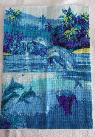 Вышитая картина крестиком вышивка Дельфин