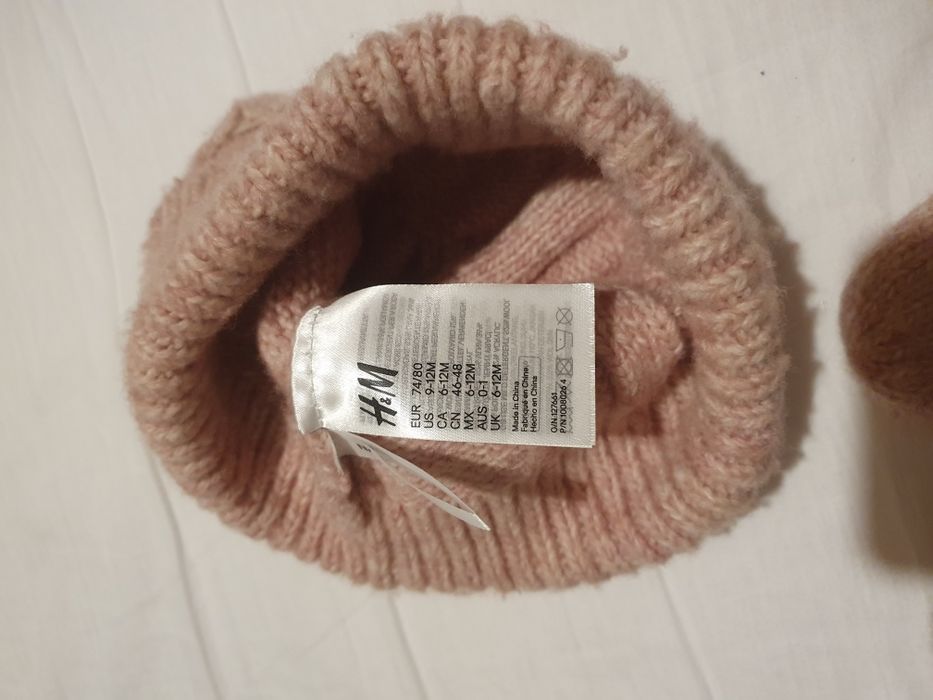 Zestaw zimowy czapka i rękawiczki H&M wełna 74/80