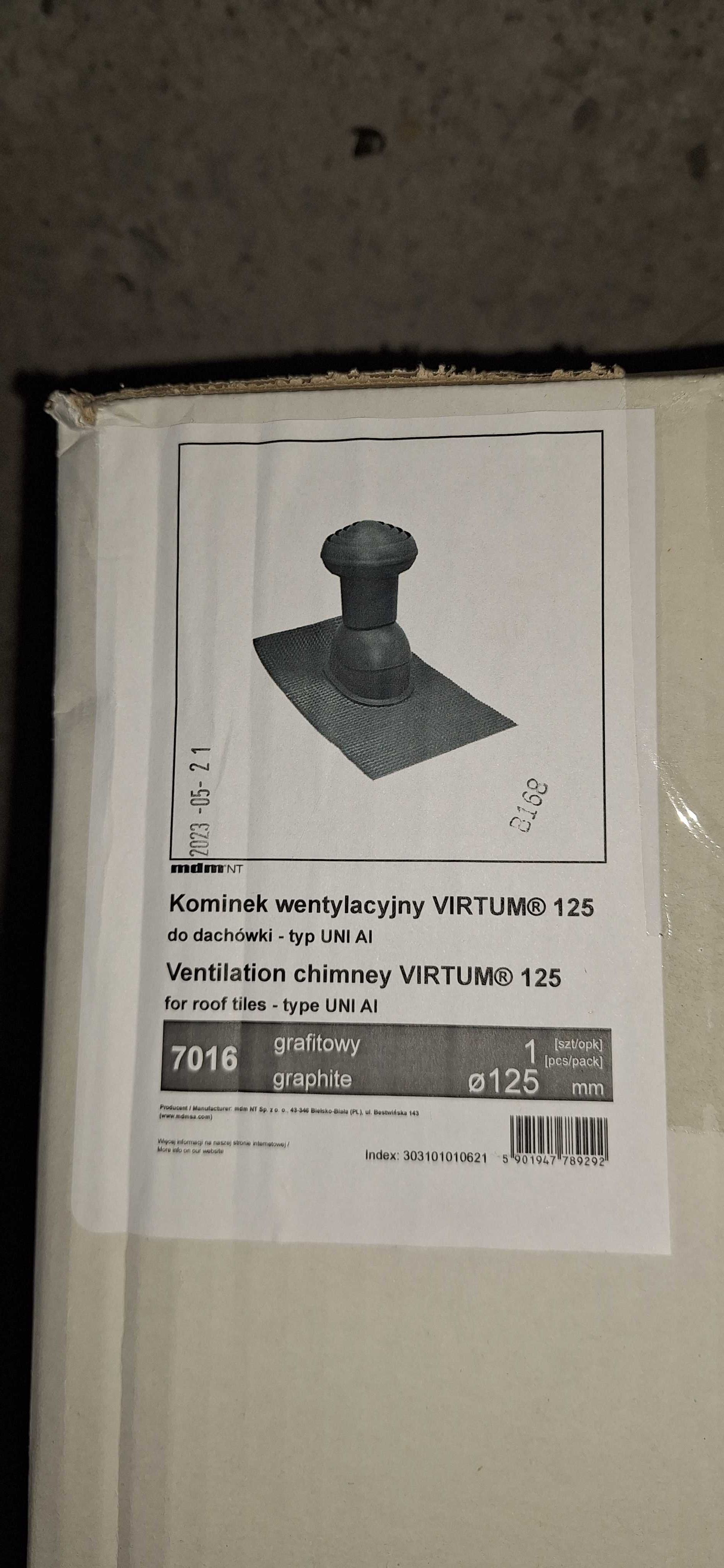 3 szt MDM Kominek wentylacyjny VIRTUM UNI, fi 125mm kolor grafit 7016