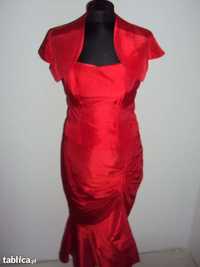 Sukienka czerwona 38r.z tafty firmy Fokus.NOWA -OKAZJA!