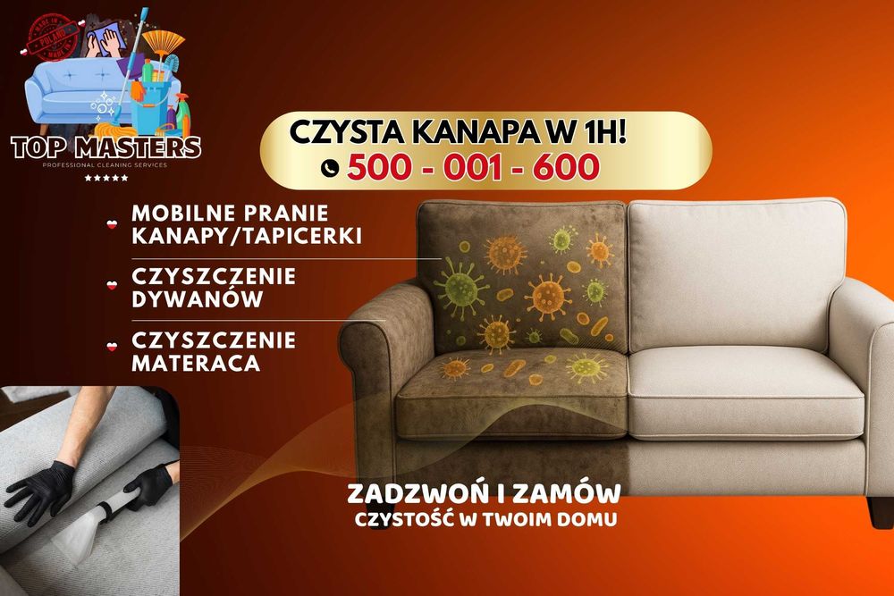 Czyszczenie Pranie Tapicerki meblowej - Kanapy, Dywany -Dojazd Gratis!