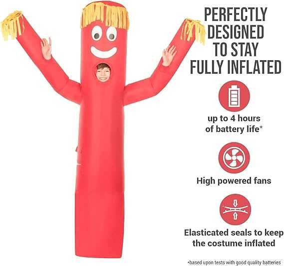 Nadmuchiwany kostium TAŃCZĄCE DMUCHAŃCE ŚMIESZNY CZERWONY ketchup K491