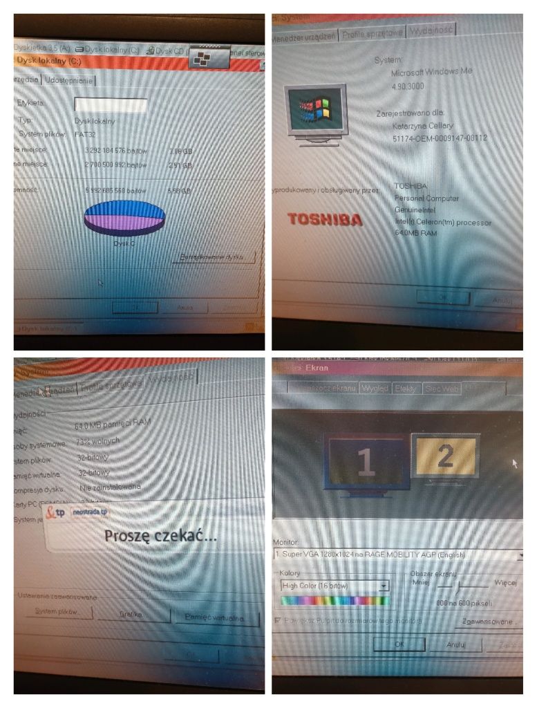 Laptop retro Toshiba Satellite model no. PS170E 00021 PL