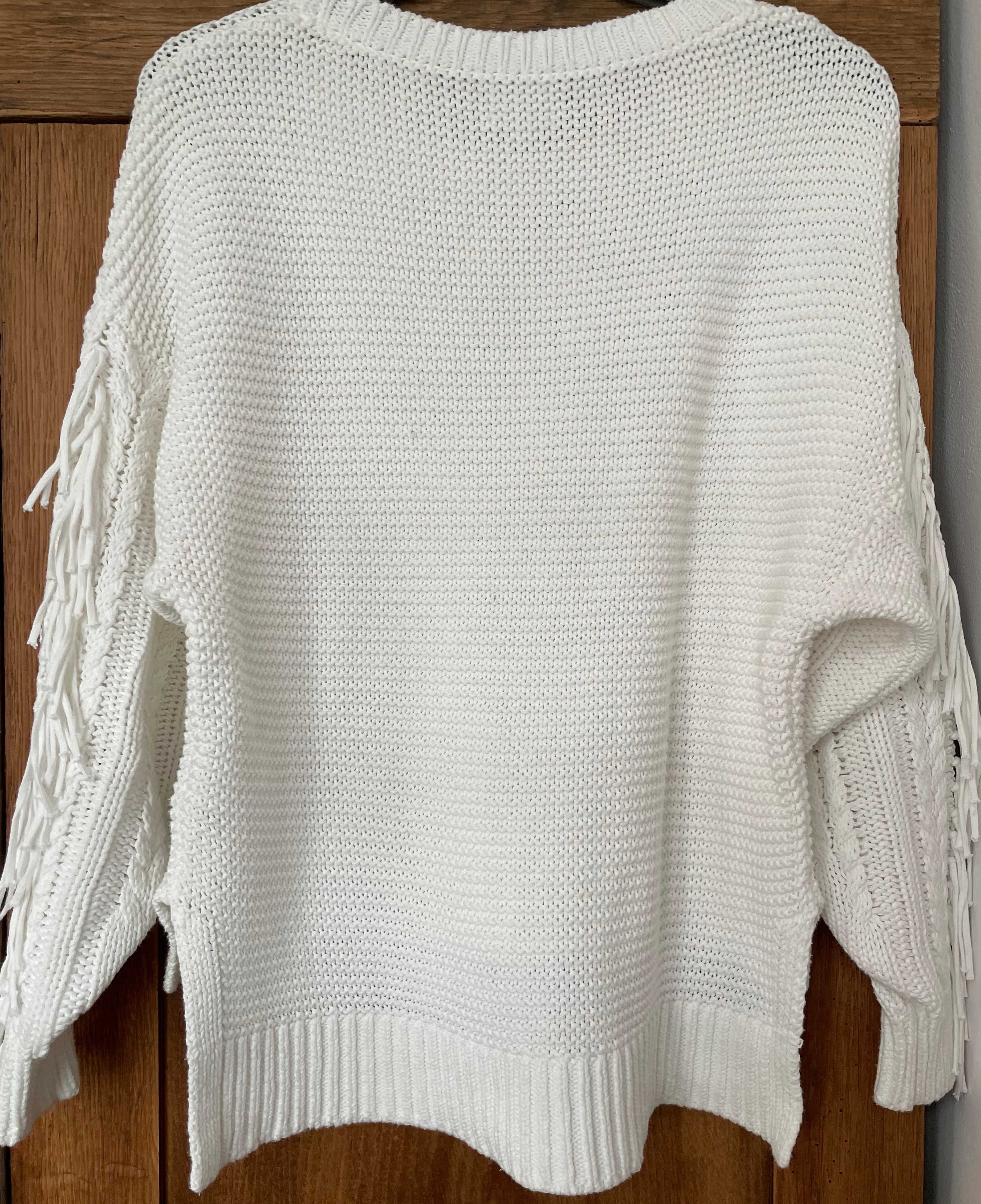 Sweter Charli Knit biały bawełna luksus frędzle