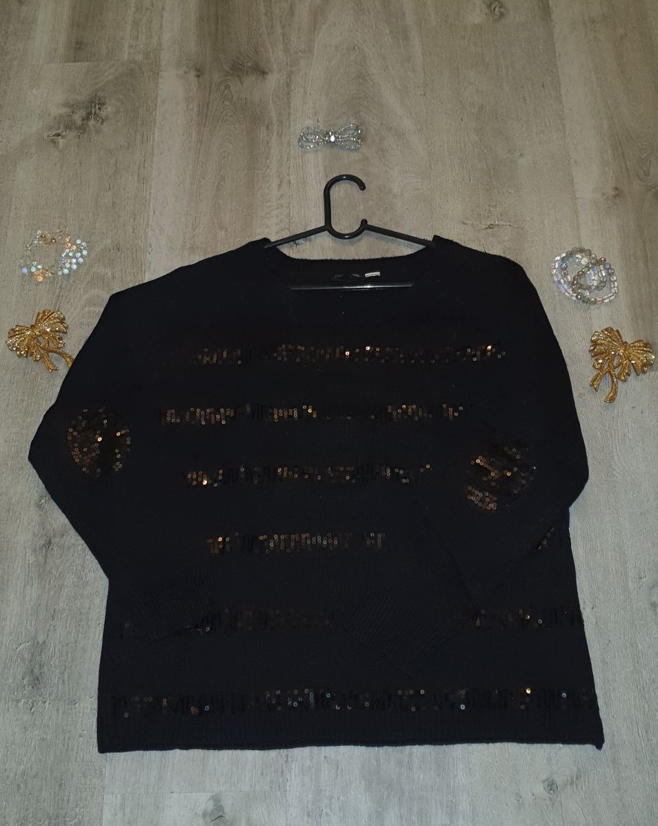Nowy ciepły sweter z cekinami r. XXL/XXXL  r.46/48