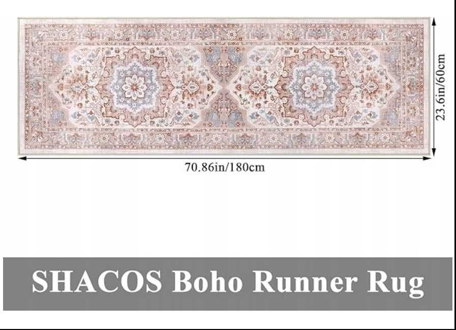 Nowy Dywan SHACOS 60 x 180cm Boho Orientalny Chodnik Antypoźlizgowy