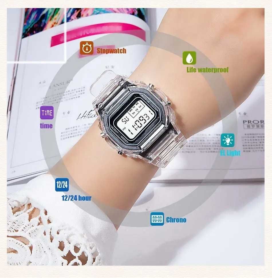Sportowy zegarek elektroniczny retro  czarno-szare cyfrowe zegarki LED