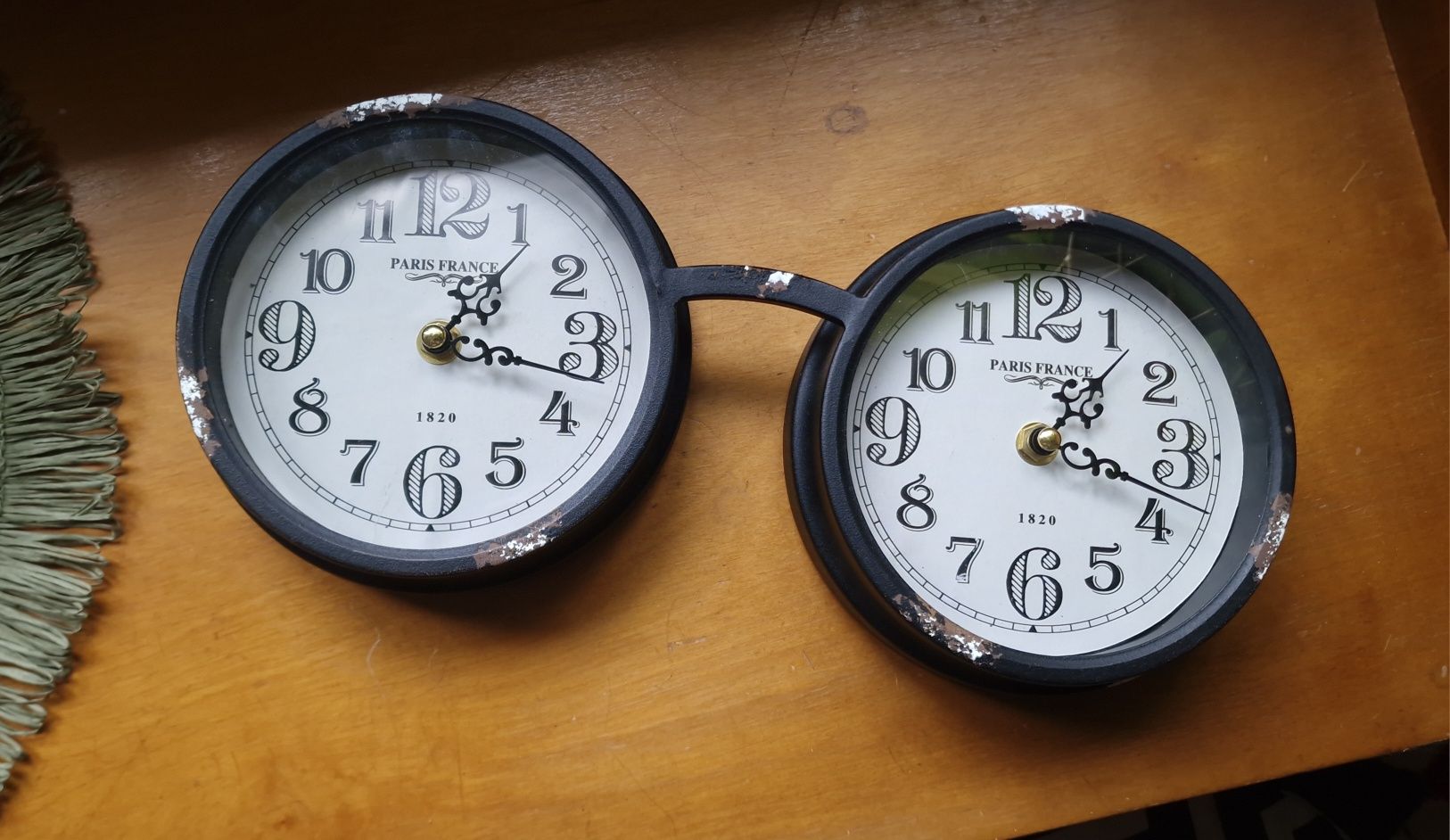 Zegar ścienny vintage retro podwójny