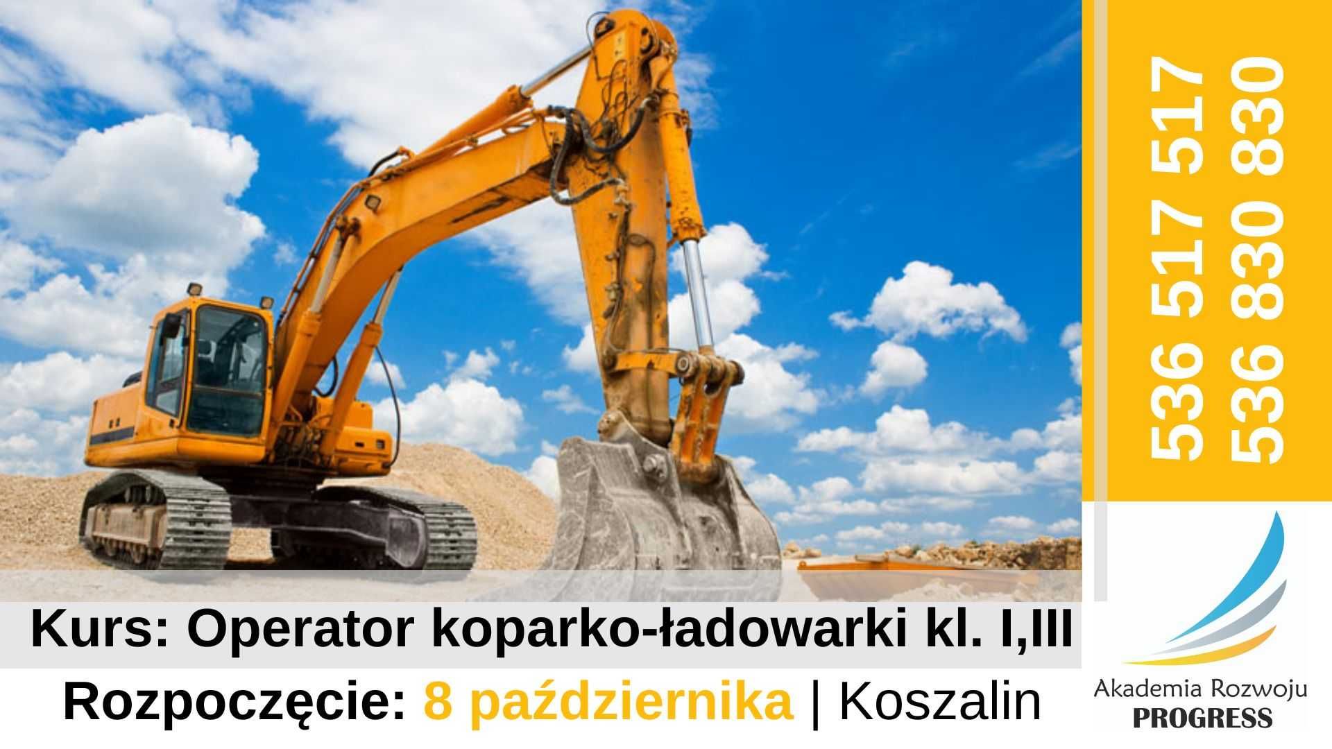 Kurs operator koparko-ładowarki ładowarki itp. klasa I,III z egzaminem