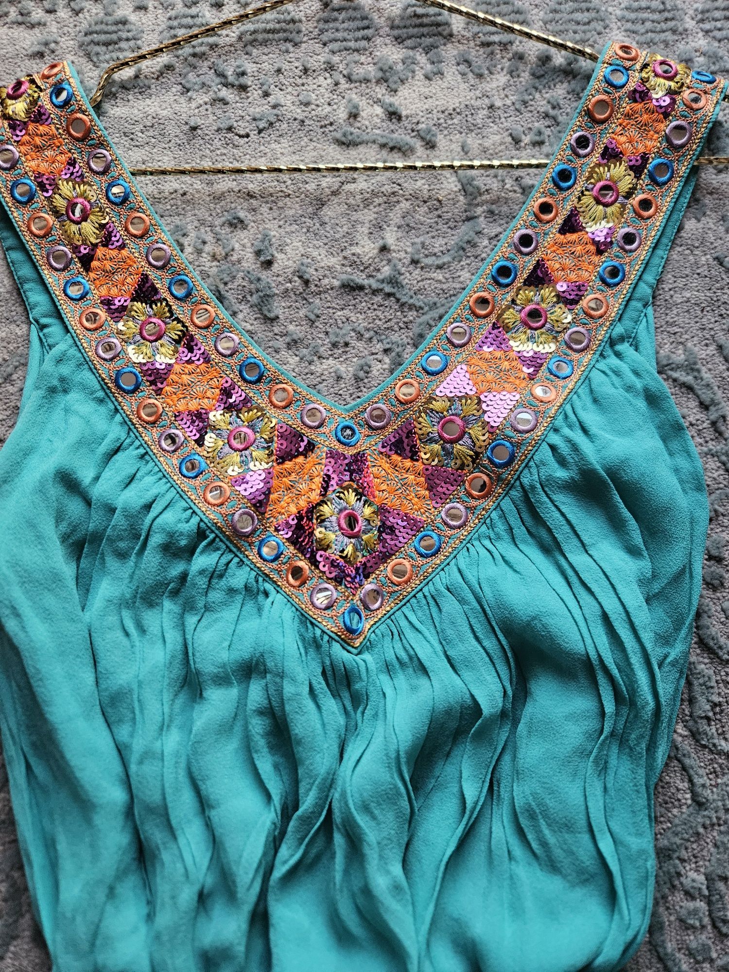 Sukienka 100% jedwab szmaragdowa r 32/34 Matthew Williamson dla H&M