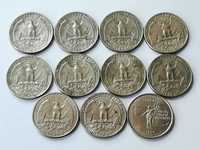 Kolekcjonerski kpl. Quarter dollar-77,79,81,2x85,87,88,2x90,95,99r.