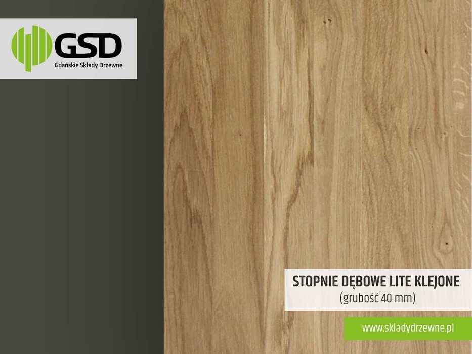 Dębowe stopnie schodowe 25mmx1100x690