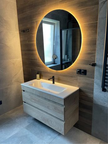 Якісне кругле дзеркало у ванну з LED підсвіткою власне виробницство.