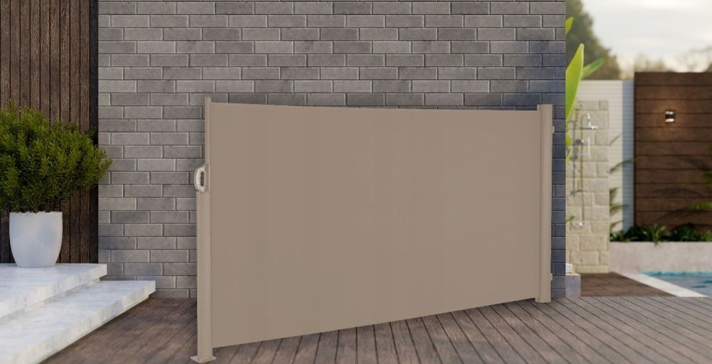 Nowa Jasnobeżowa markiza boczna rozsuwana parawan taras balkon 1,8x3m