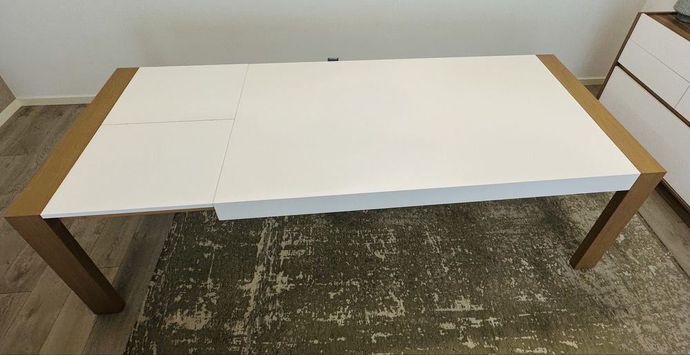 Mesa Extensivel Lacado a Branco com Madeira C200*L100