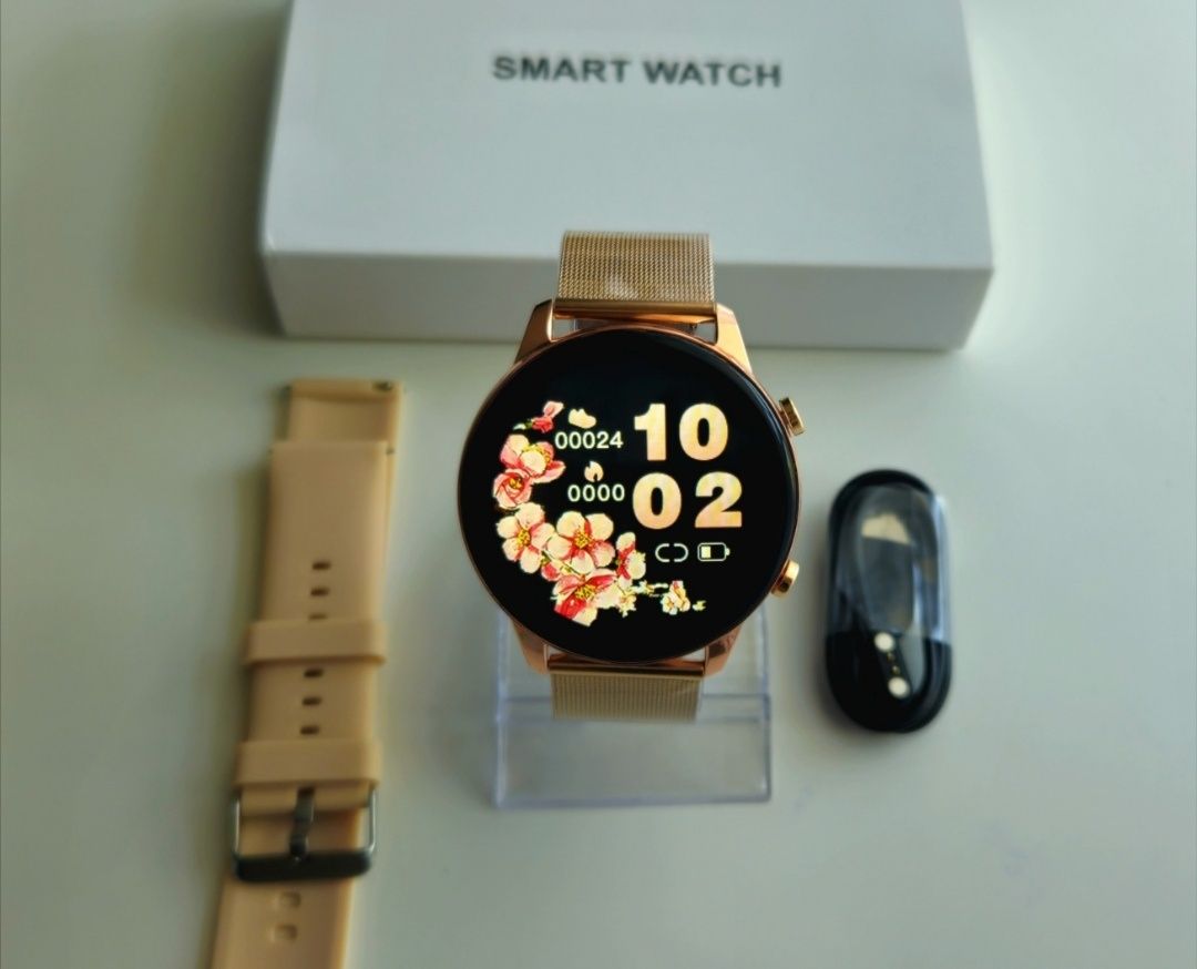 Elegancki Smartwatch Damski Zegarek Złoty Kolor Dużo Funkcji J. POLSKI