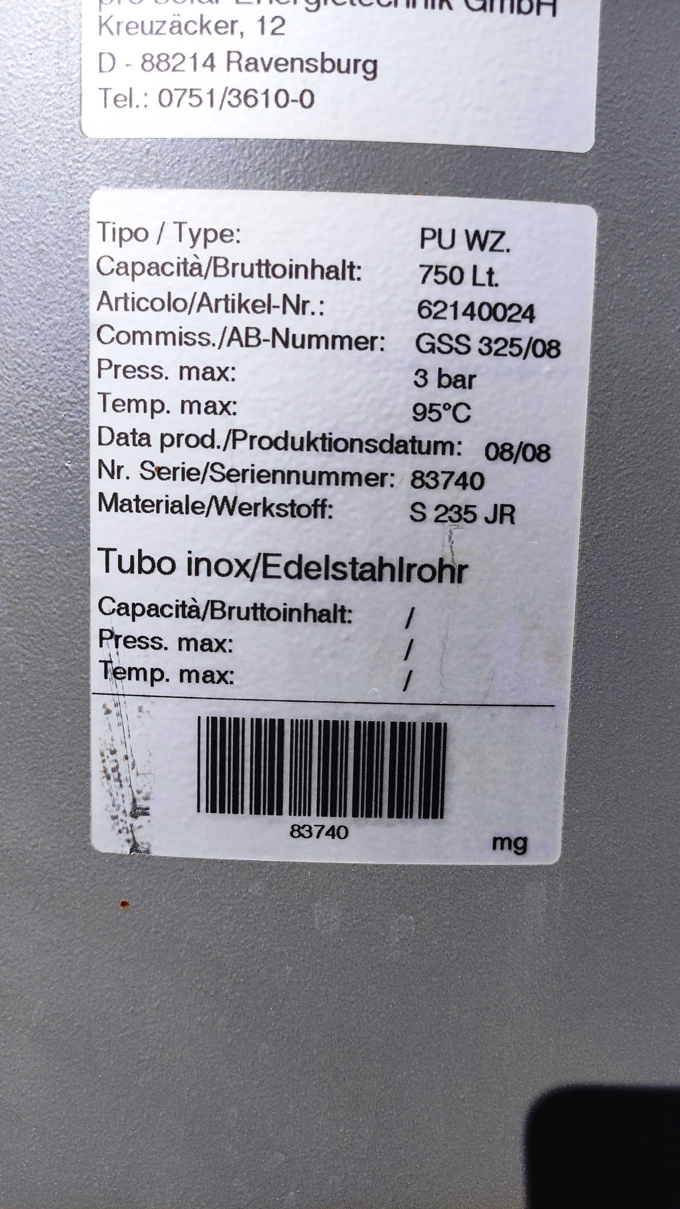 Bufor 800 L PRO SOLAR grzałka JAKOŚĆ zasobnik