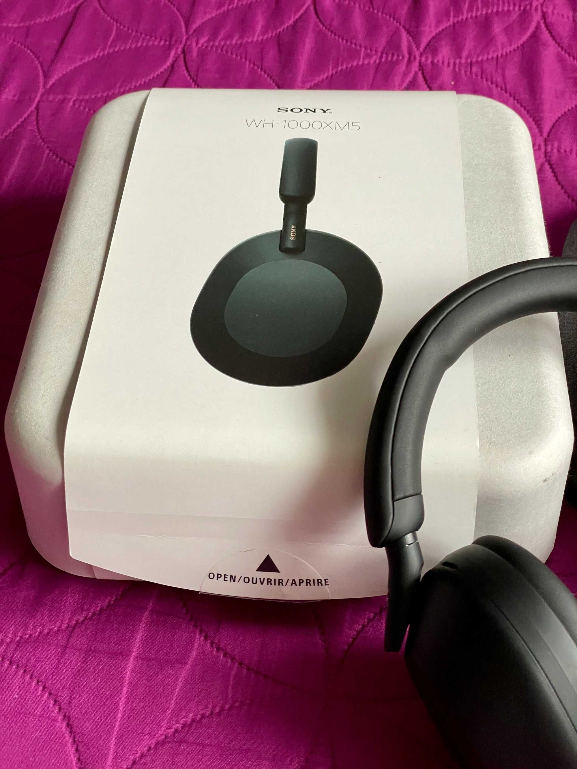 Słuchawki nauszne Sony WH-1000XM5 ANC Bluetooth czarne bdb komplet