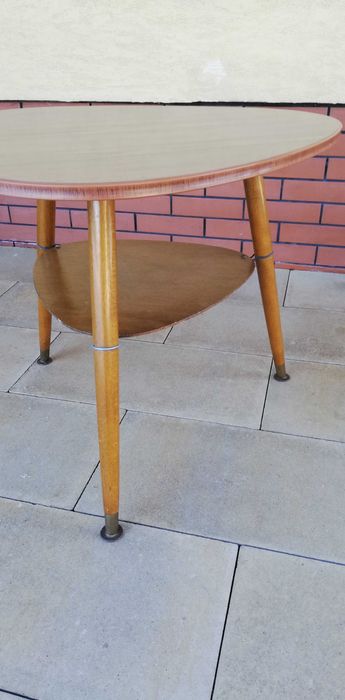 Stolik PRL patyczak kawowy art deco ława z półką trójkątny