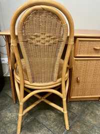 Biurko i krzeslo ratanowe drewno tekowe