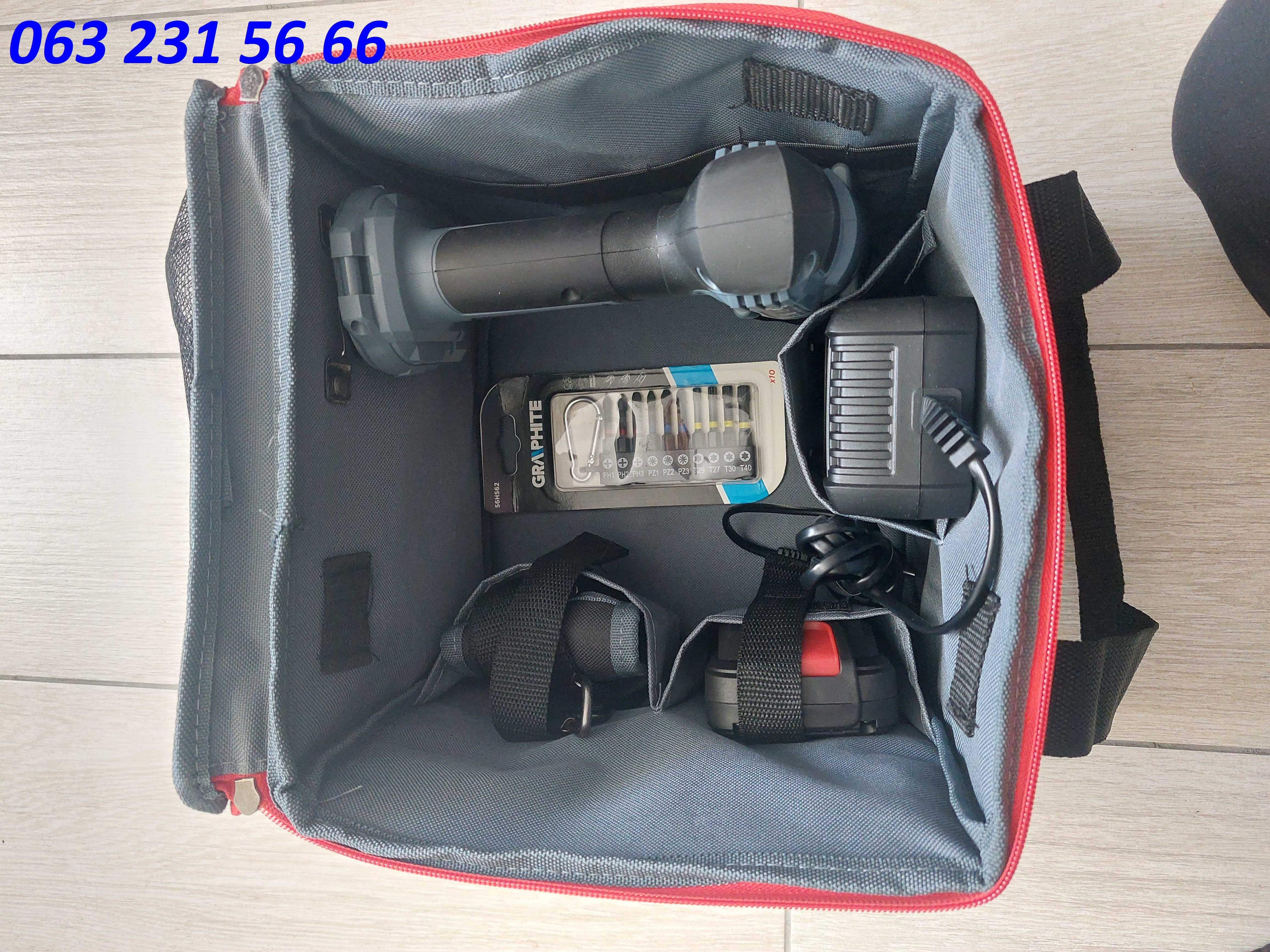 Гайковерт ударний GRAPHITE 58G012-S15, 18 Вольт+сумка+біти (Дніпро М)