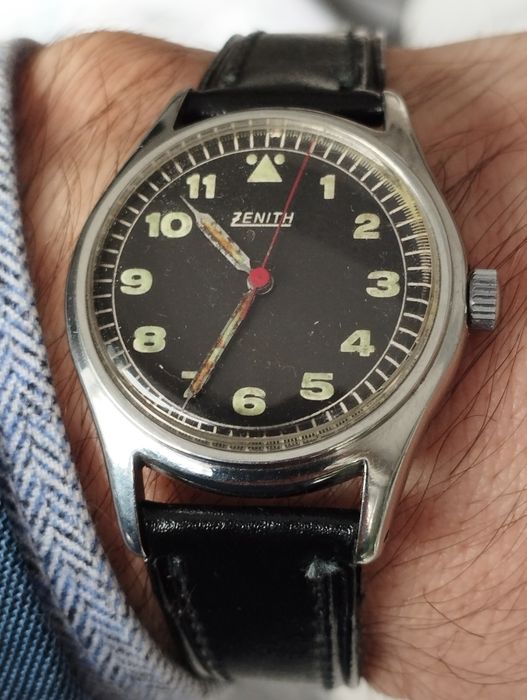 Oryginalny szwajcarski zegarek Zenith Pilot z cal. 12-4 P-6-50