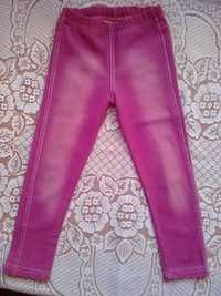 Różowe spodnie jeansowe, getry, roz. 104, firmy EDERA