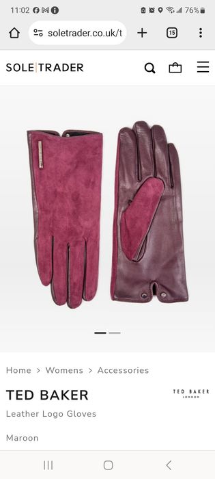 Luvas de pele Ted Baker, cor de vinho, novas