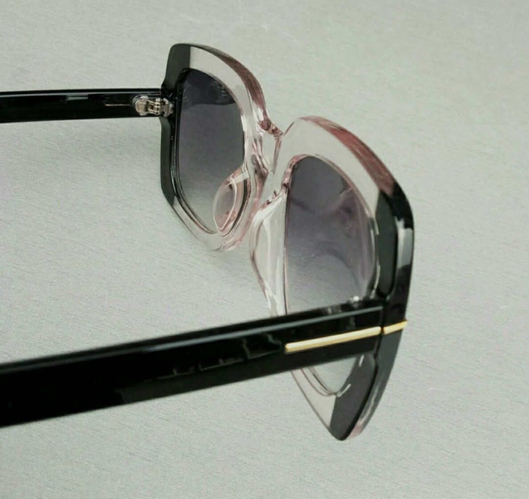 Tom Ford  стильные женские очки большие черно розовые с градиентом